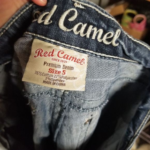 Red camel size 5 juniors teens wide stitch distressed grunge pants - Picture 6 of 13